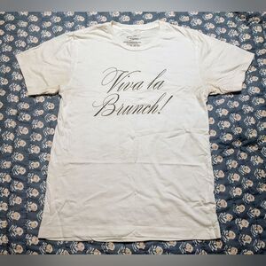 Viva la Brunch! White Kitschy T-Shirt Blonde Design sz S